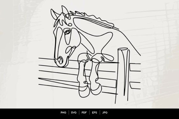 Download Horse over Fence Line Art - Line art Collection