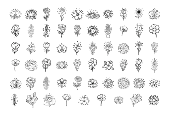 Download Minimal Line Art Flower Icon Set - Line art Collection