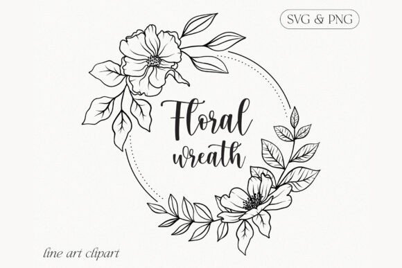 Download Floral Line Art Flower Wreath Clipart - Line art Collection