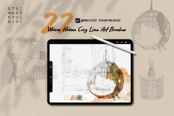 Download Warm Haven Cozy Line Art Brushes - Line art Collection