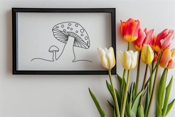 Download Cute Mushroom One Line Art Sketch Vector - Line art Collection