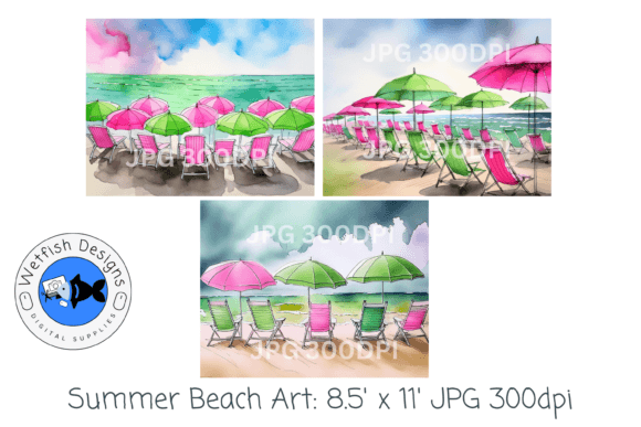 Download Summer Beach Watercolor Digital Prints 4 - Digital prints Collection