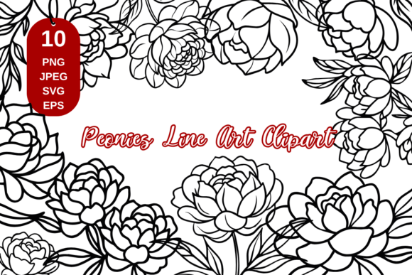 Download Peony Line Art, Flower Line Art Clipart - Line art Collection