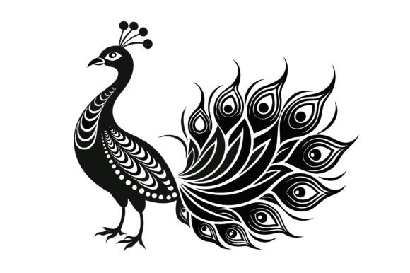 Download Peacock, Line Art, Silhouette,design. - Line art Collection