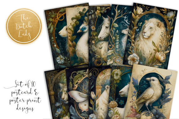 Download White Animals Postcard Art Prints - Card Collection
