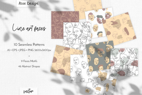 Download Line Art Faces Patterns &amp; Motifs Vector - Line art Collection