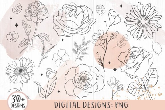 Download Flower Line Art, Floral Clipart - Line art Collection