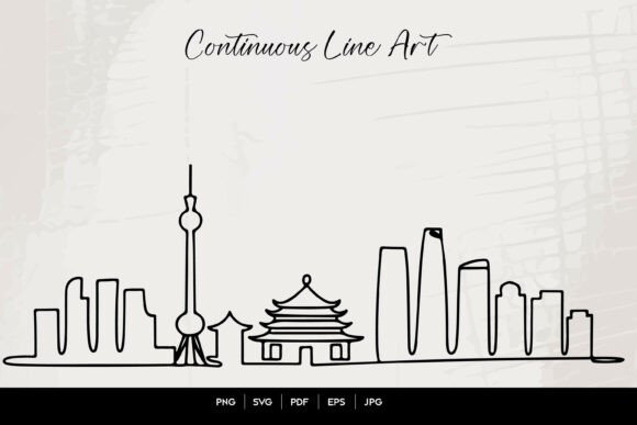 Download Shanghai Skyline Line Art - Line art Collection