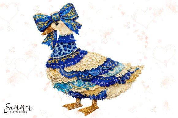 Download Blue Bow Patchwork Goose Sublimation PNG - Sublimation png Collection