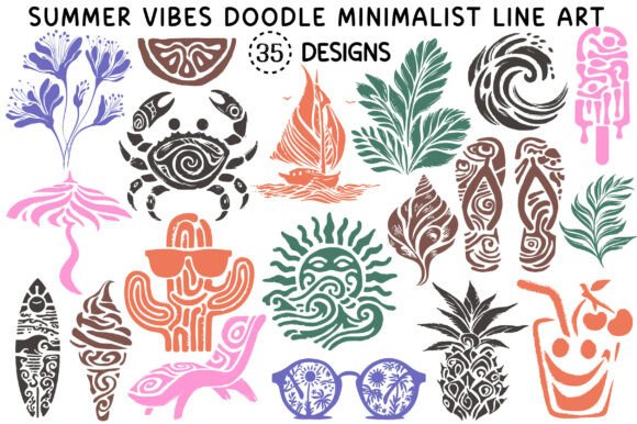 Download Summer Vibes Doodle Minimalist Line Art - Line art Collection
