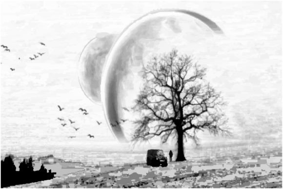 Download Mountain and Tree Line Art Silhouette - Line art Collection
