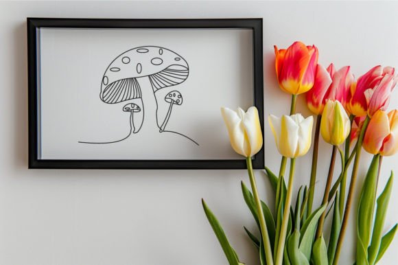 Download Mushroom One Line Art Vector Drawing - Line art Collection