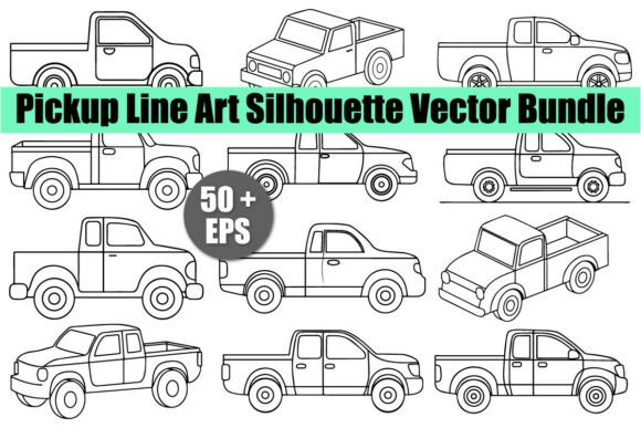 Download Pickup Line Art Silhouette Vector Bundle - Line art Collection