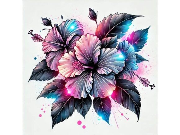 Download Hibiscus with Glowing Ink Highlights - Premium Resources