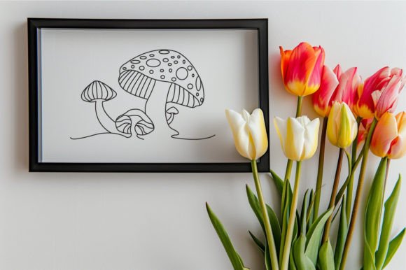 Download Mushroom One Line Art Illustration - Line art Collection